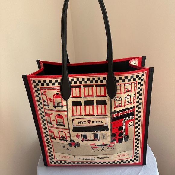 Kate Spade Slice Pizzeria Canvas Large Gotham Tote - Picture 8 of 9
